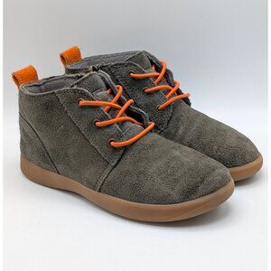 UGG Kristjan Booties Kids Size 12 US Suede Gray Orange Unisex Lace Up Youth Boys